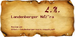 Landenberger Nóra névjegykártya